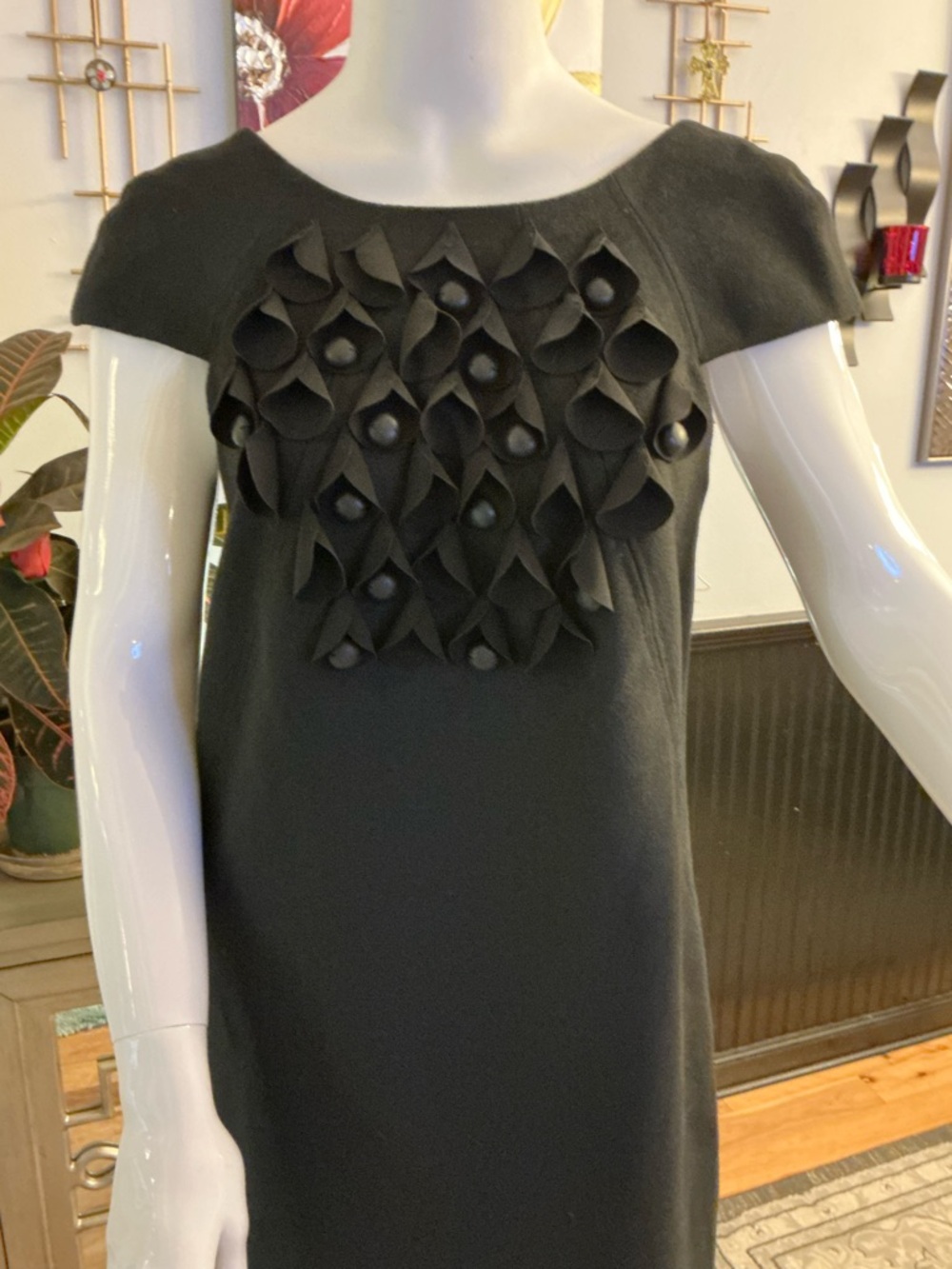 Tibi NWT Black Cap-Sleeve Mini Shift Dress Event Cocktail Guest Party SZ 2